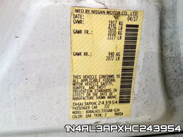 1N4AL3APXHC243954 фото 2