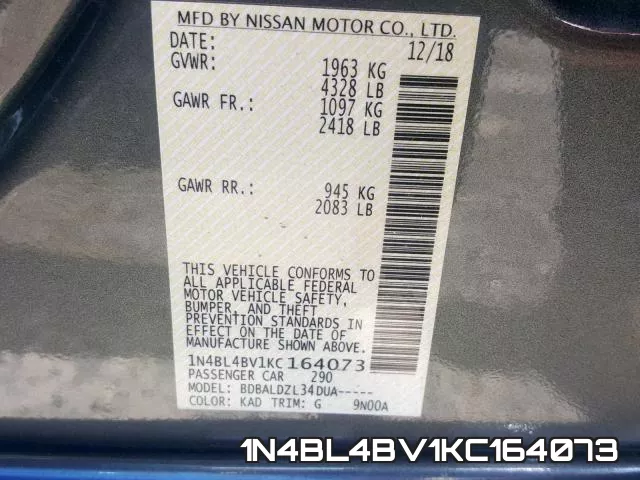 1N4BL4BV1KC164073 фото 2