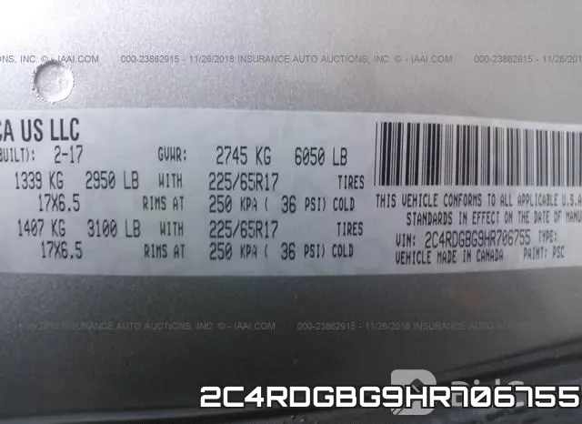 2C4RDGBG9HR706755 фото 10