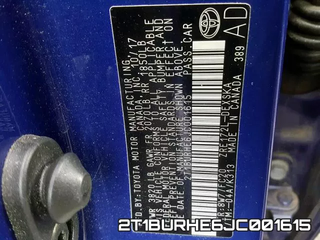 2T1BURHE6JC001615 фото 2