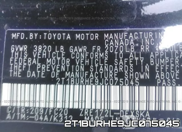 2T1BURHE9JC075045 фото 10