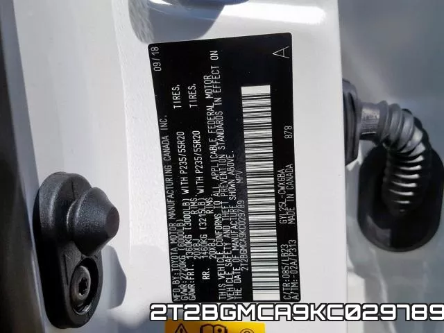 2T2BGMCA9KC029789 фото 2