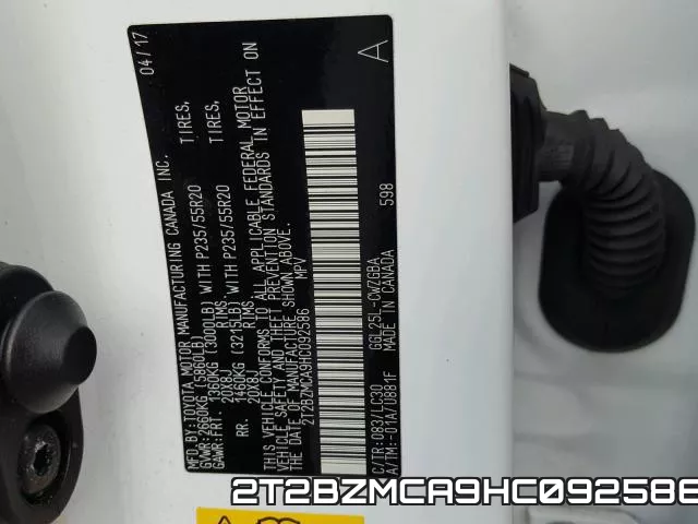 2T2BZMCA9HC092586 фото 2