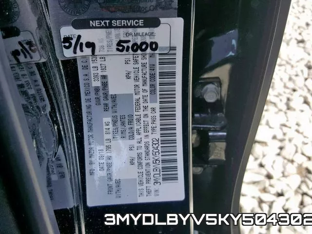 3MYDLBYV5KY504302 фото 2