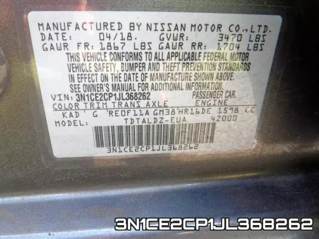 3N1CE2CP1JL368262 фото 2