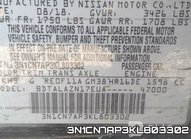 3N1CN7AP3KL803302 фото 10