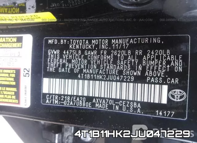 4T1B11HK2JU047229 фото 10
