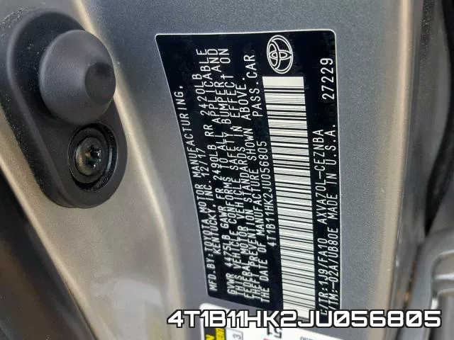 4T1B11HK2JU056805 фото 2