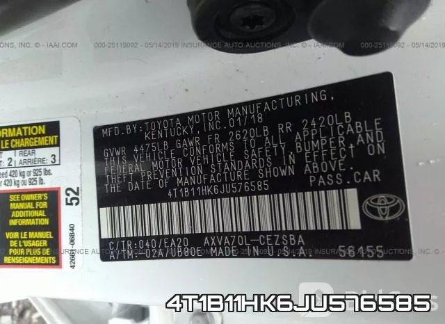 4T1B11HK6JU576585 фото 10