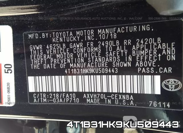 4T1B31HK9KU509443 фото 10