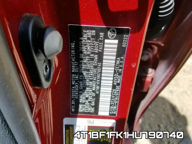 4T1BF1FK1HU790740 фото 2