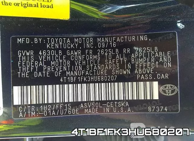 4T1BF1FK3HU680207 фото 10