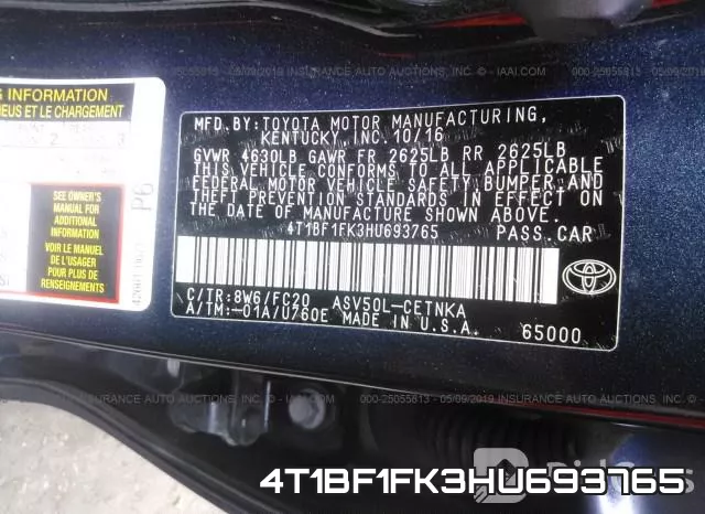 4T1BF1FK3HU693765 фото 10