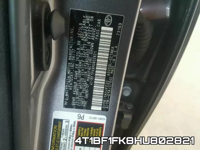 4T1BF1FK8HU802821 фото 2