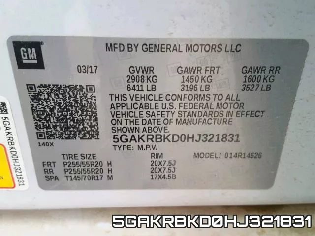 5GAKRBKD0HJ321831 фото 2
