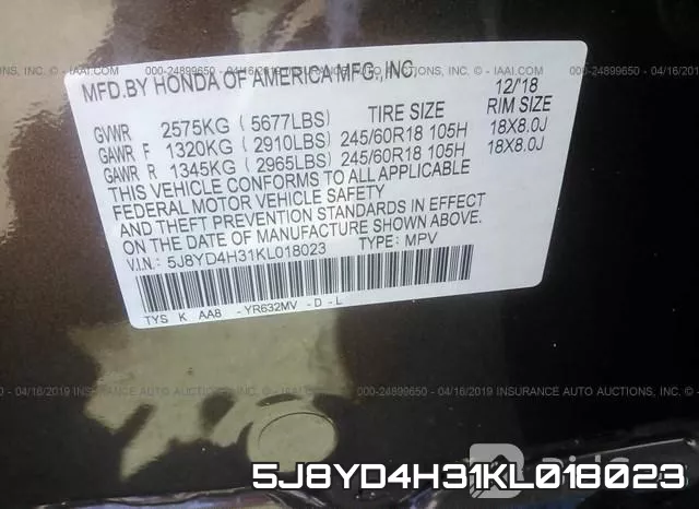 5J8YD4H31KL018023 фото 10
