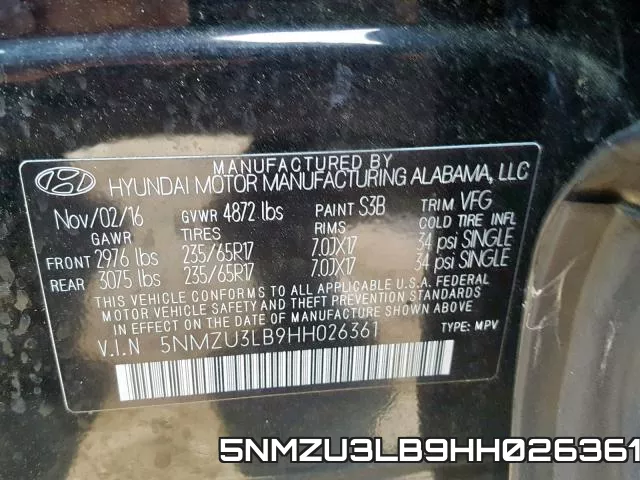 5NMZU3LB9HH026361 фото 2