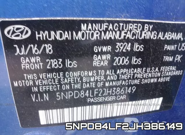 5NPD84LF2JH386149 фото 10