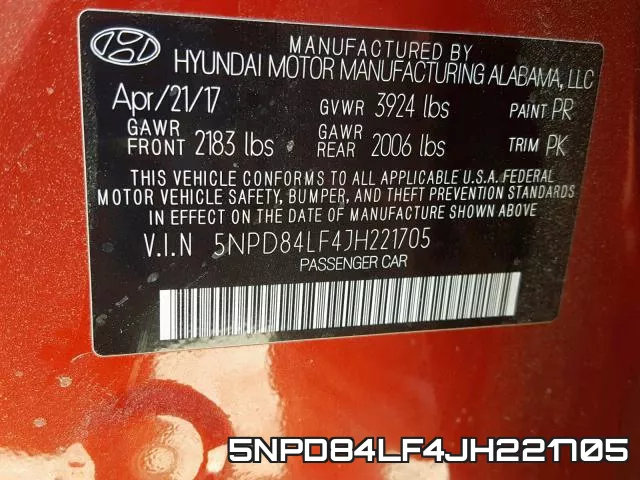 5NPD84LF4JH221705 фото 2