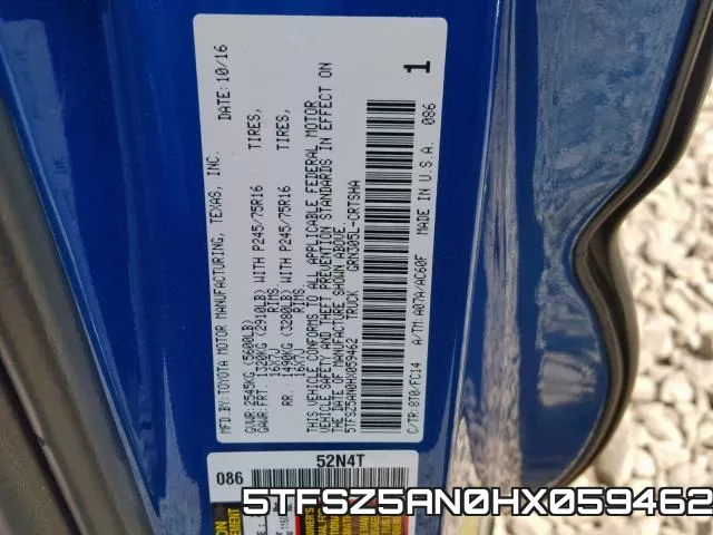 5TFSZ5AN0HX059462 фото 2