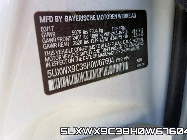 5UXWX9C38H0W67604 фото 2