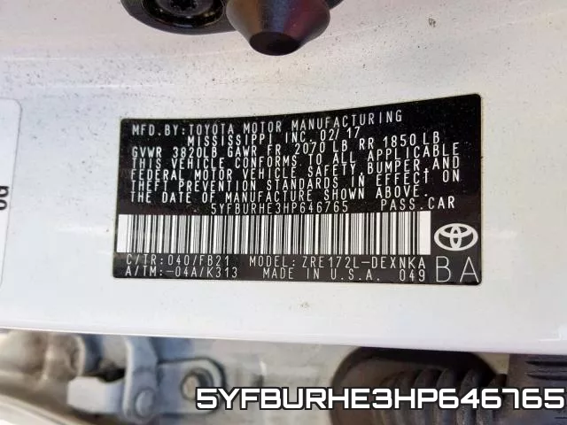 5YFBURHE3HP646765 фото 2