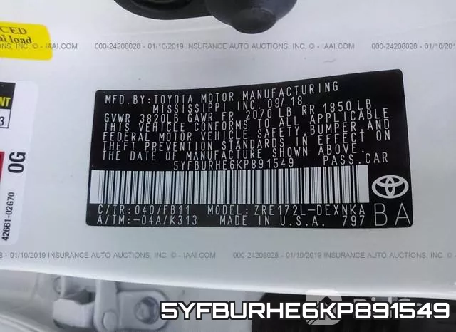 5YFBURHE6KP891549 фото 10