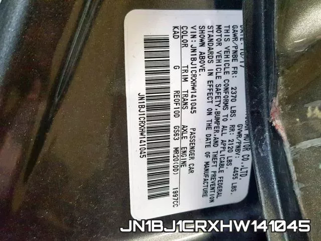 JN1BJ1CRXHW141045 фото 2