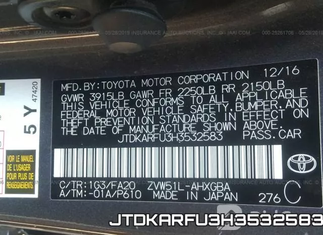 JTDKARFU3H3532583 фото 10