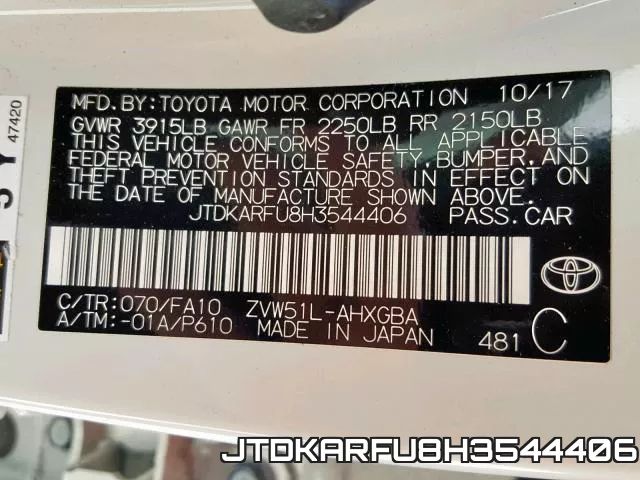 JTDKARFU8H3544406 фото 2