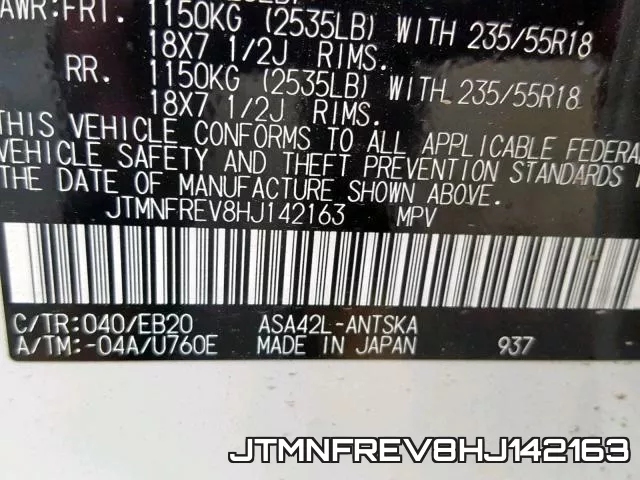 JTMNFREV8HJ142163 фото 2