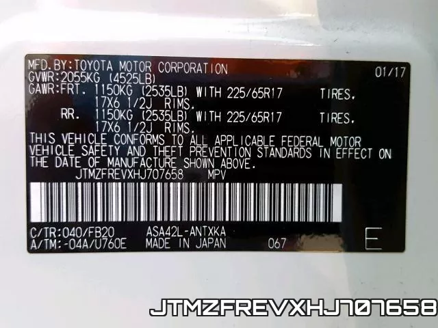 JTMZFREVXHJ707658 фото 2