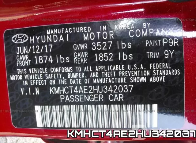 KMHCT4AE2HU342037 фото 10