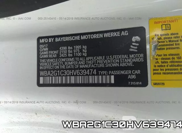 WBA2G1C30HV639474 фото 10