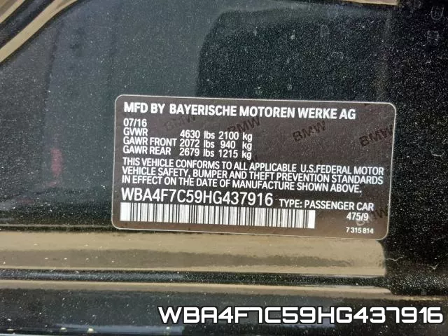 WBA4F7C59HG437916 фото 2