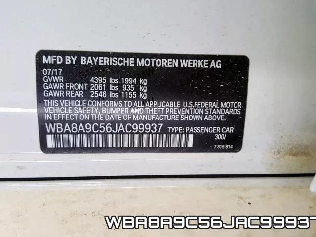 WBA8A9C56JAC99937 фото 2