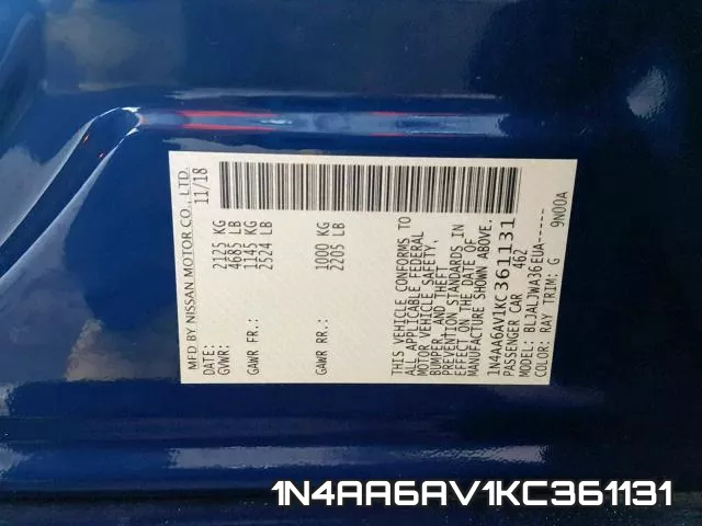 1N4AA6AV1KC361131 фото 2
