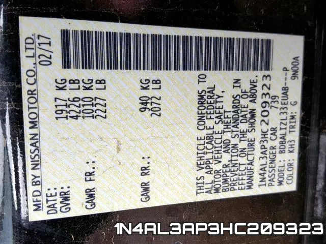 1N4AL3AP3HC209323 фото 2