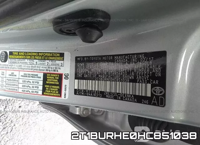 2T1BURHE0HC851038 фото 10