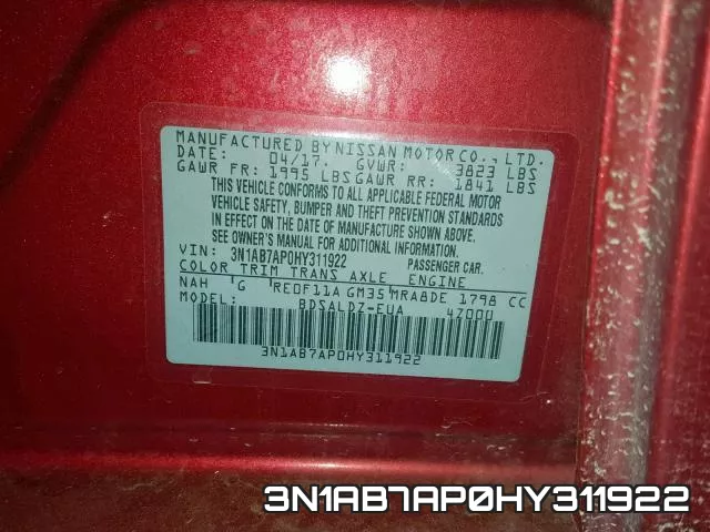3N1AB7AP0HY311922 фото 2