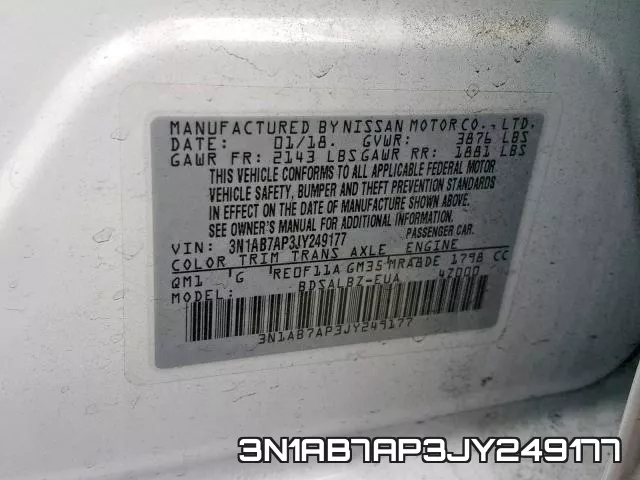 3N1AB7AP3JY249177 фото 2