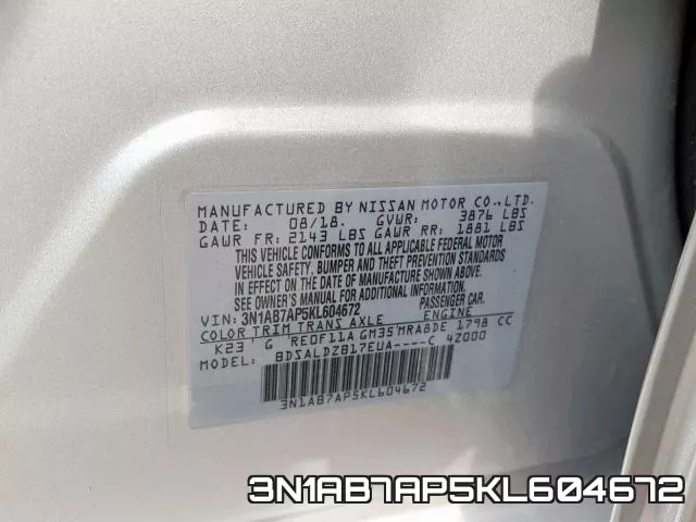 3N1AB7AP5KL604672 фото 2