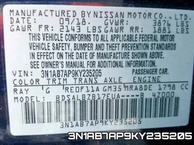 3N1AB7AP9KY235205 фото 2