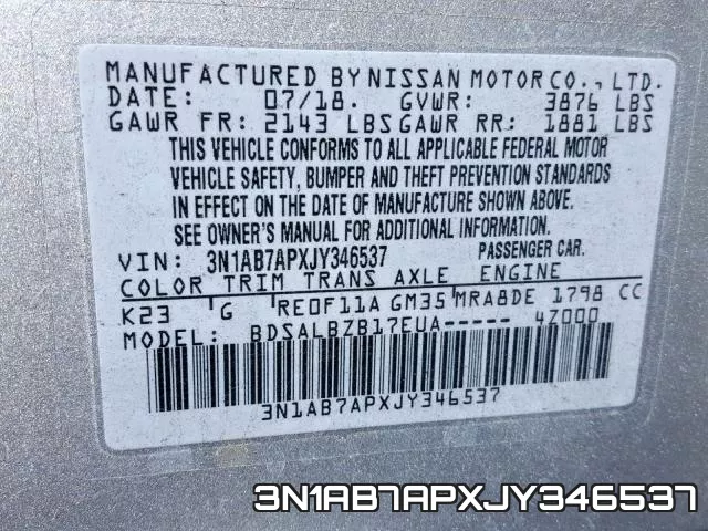 3N1AB7APXJY346537 фото 2