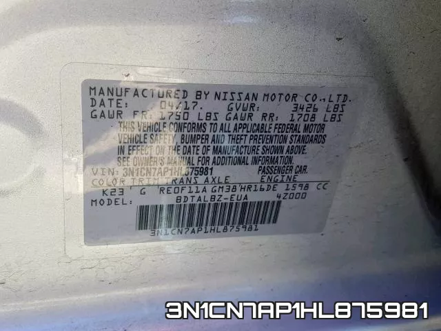 3N1CN7AP1HL875981 фото 2