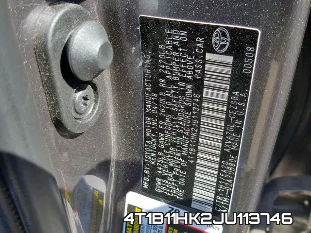 4T1B11HK2JU113746 фото 2