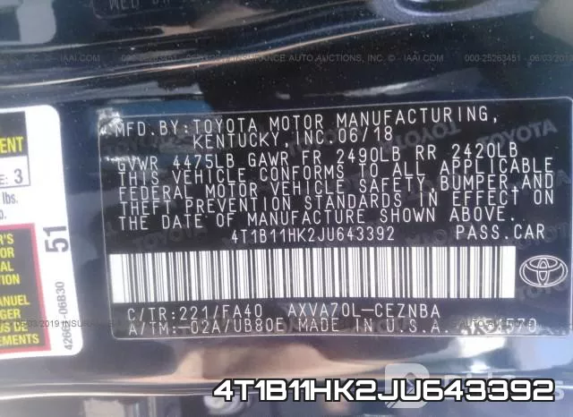 4T1B11HK2JU643392 фото 10