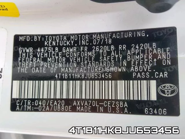 4T1B11HK8JU653456 фото 2