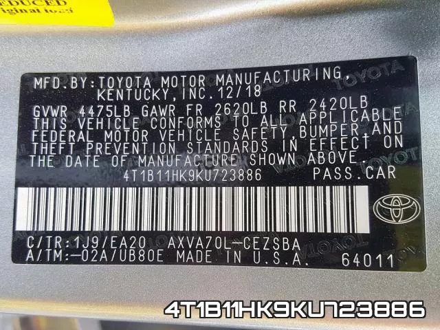 4T1B11HK9KU723886 фото 2