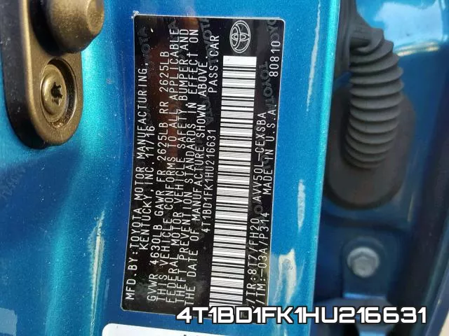 4T1BD1FK1HU216631 фото 2